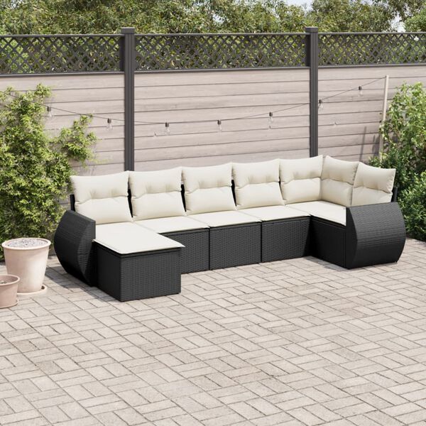 vidaXL 8 Piece Garden Sofa Set with Cushions Black Poly Rattan