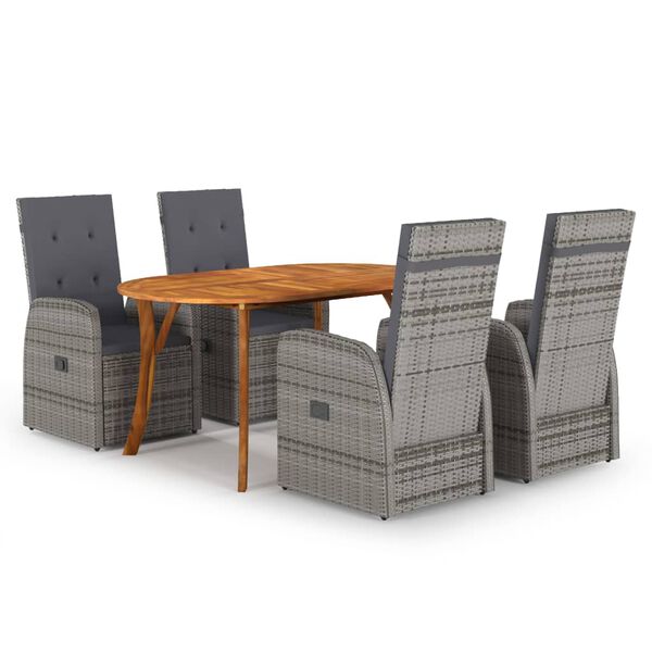 vidaXL 5 Piece Garden Dining Set Grey
