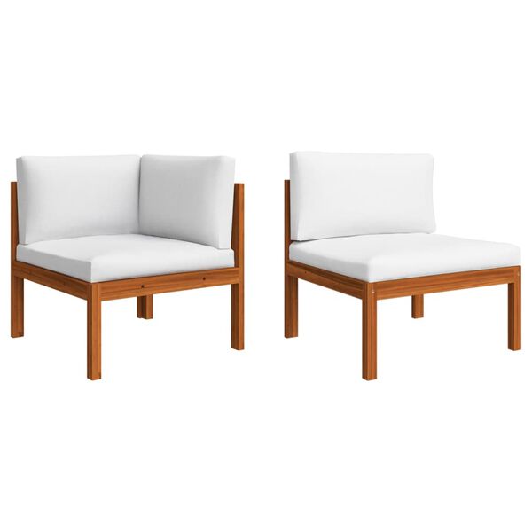 vidaXL 9 Piece Garden Lounge Set with Cushions Cream Solid Acacia Wood