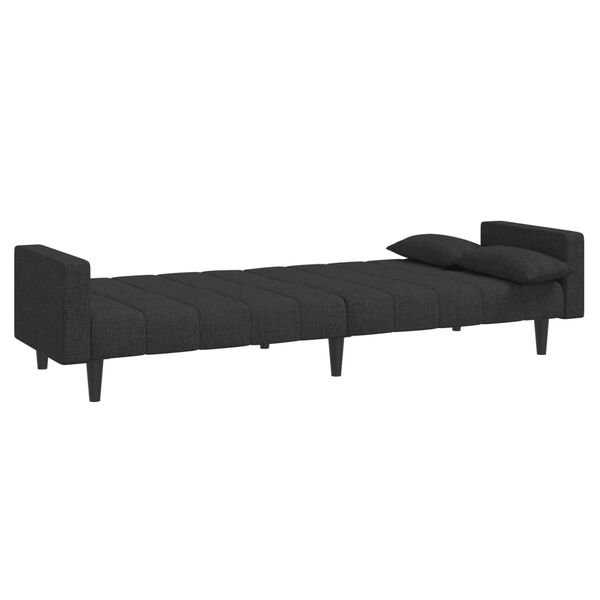 vidaXL 2-Seater Sofa Bed with Two Pillows Black Fabric