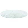 vidaXL Table Top White &Oslash;40x0.8 cm Tempered Glass with Marble Design