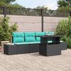 vidaXL Garden Sofa Set with Cushion 5 pcs Black and Turquoise