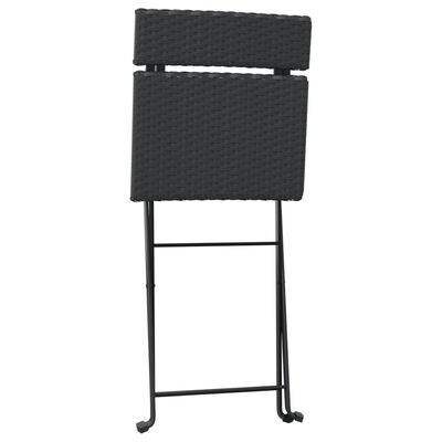 vidaXL Folding Bistro Chairs 2 pcs Black Poly Rattan and Steel