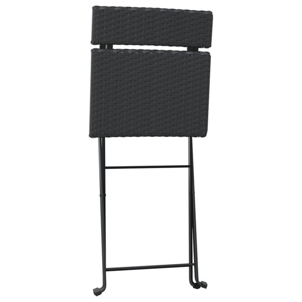 vidaXL Folding Bistro Chairs 2 pcs Black Poly Rattan and Steel