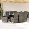 vidaXL 9 Piece Garden Dining Set with Cushions Grey Poly Rattan