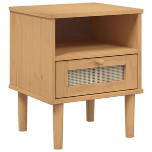 vidaXL Bedside Cabinet SENJA Rattan Look Brown 40x35x48 cm Solid Wood Pine