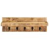 vidaXL Wall Mounted Coat Rack 60x15x20 cm Solid Rough Mango Wood