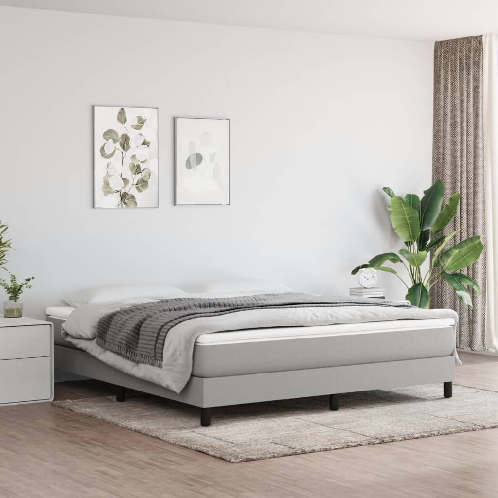 vidaXL Bed Frame without Mattress Light Grey California King Fabric (US Only)