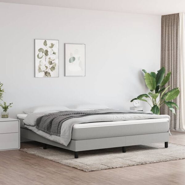 vidaXL Bed Frame without Mattress Light Grey California King Fabric (US Only)