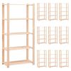 vidaXL 5-Tier Storage Racks 10 pcs 80x38x170 cm Solid Pinewood 250 kg