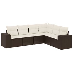 vidaXL 6 Piece Garden Sofa Set with Cushions Brown Poly Rattan
