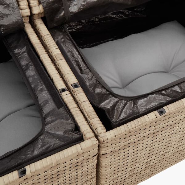 vidaXL Garden Sofa with Cushions 2-Seater Beige Poly Rattan