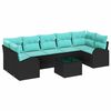 vidaXL Garden Sofa Set Black and Blue 55 x 55 x 37 cm Poly Rattan