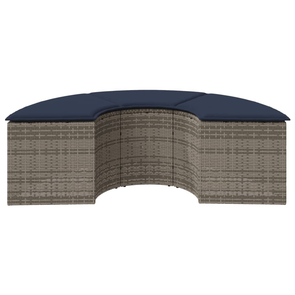 vidaXL Garden Footstool with Cushion Grey Poly Rattan