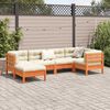 vidaXL 6 Piece Garden Sofa Set with Cushions Wax Brown Solid Wood Pine