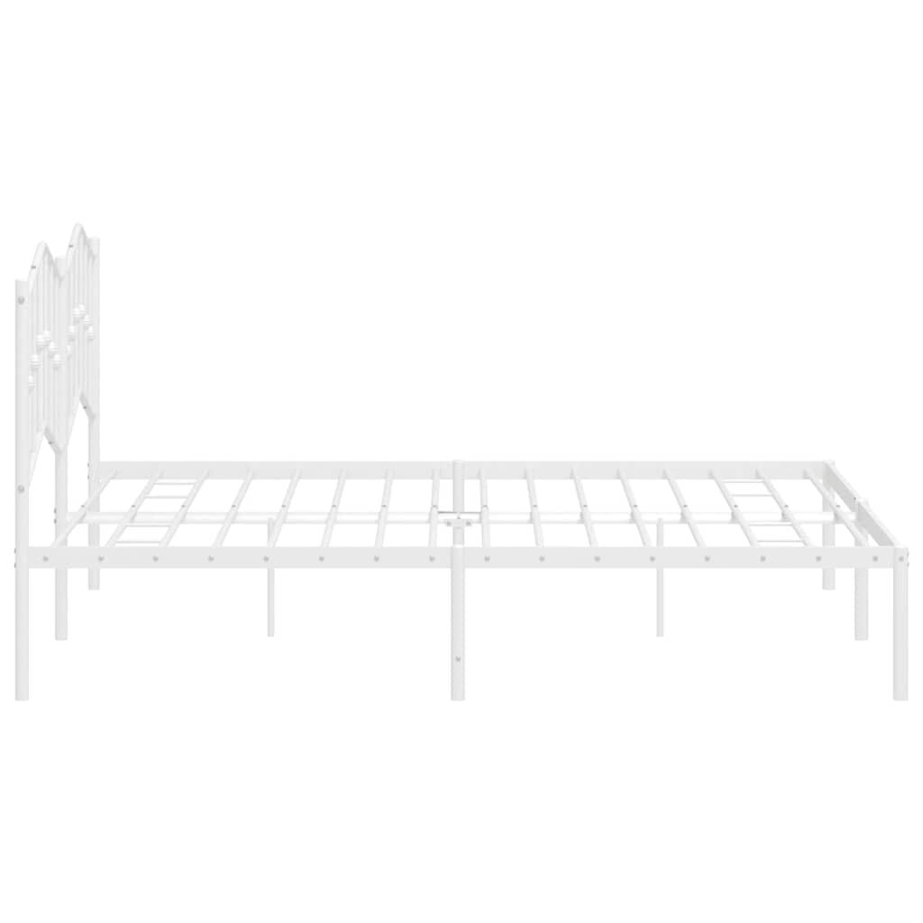 vidaXL Metal Bed Frame without Mattress with Headboard White 183x213cm