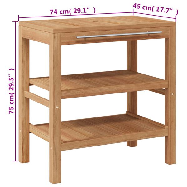 vidaXL Bathroom Vanity Cabinet Solid Teak with Riverstone Sink