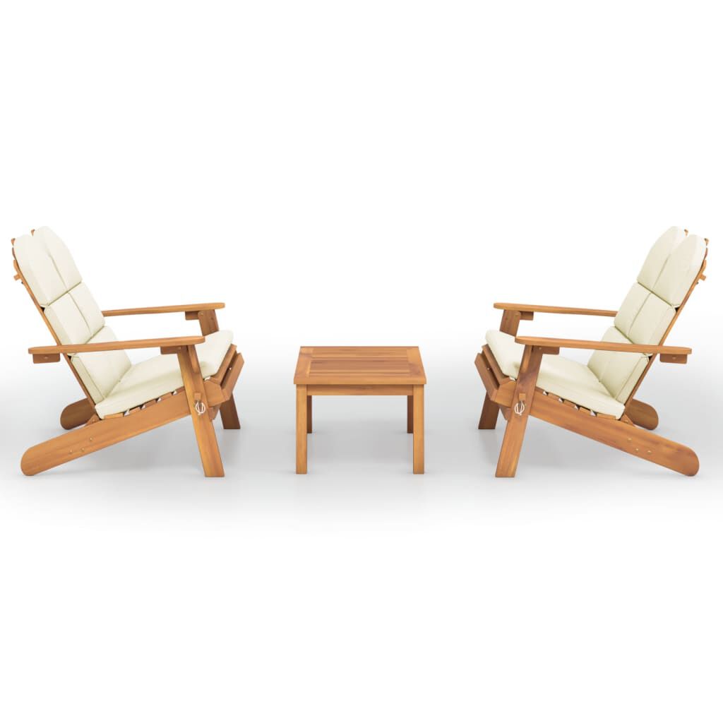 vidaXL 3 Piece Adirondack Garden Lounge Set Solid Wood Acacia