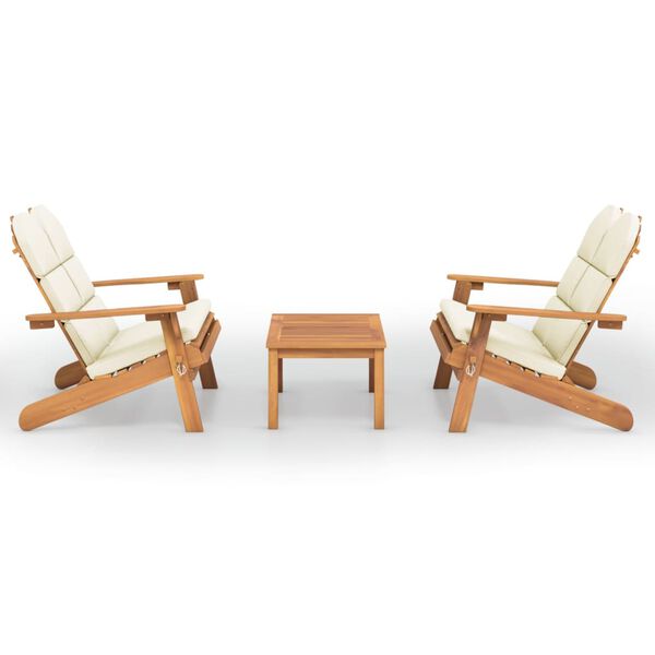 vidaXL 3 Piece Adirondack Garden Lounge Set Solid Wood Acacia