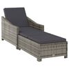 vidaXL Sun Lounger with Dark Grey Cushion Poly Rattan Grey