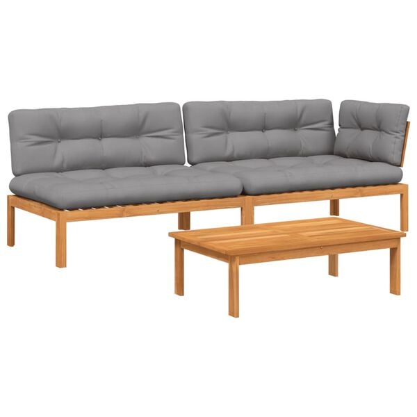 vidaXL 3 Piece Garden Pallet Sofa Set with Cushions Solid Wood Acacia