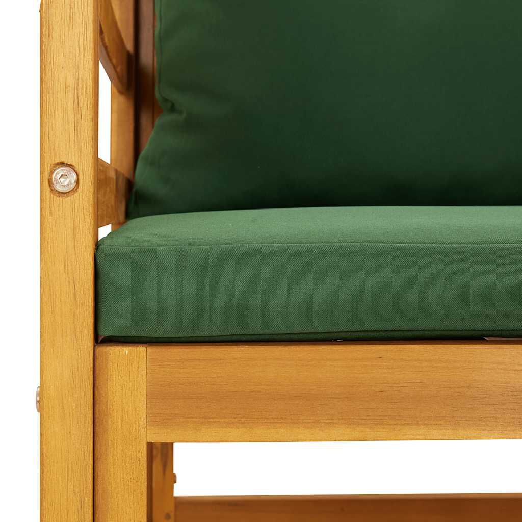 vidaXL Garden Chair with Green Cushions Solid Wood Acacia