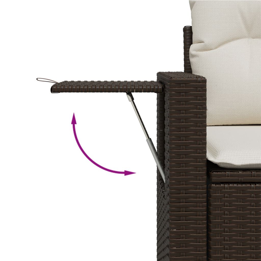 vidaXL 9 Piece Garden Sofa Set with Cushions Brown Poly Rattan