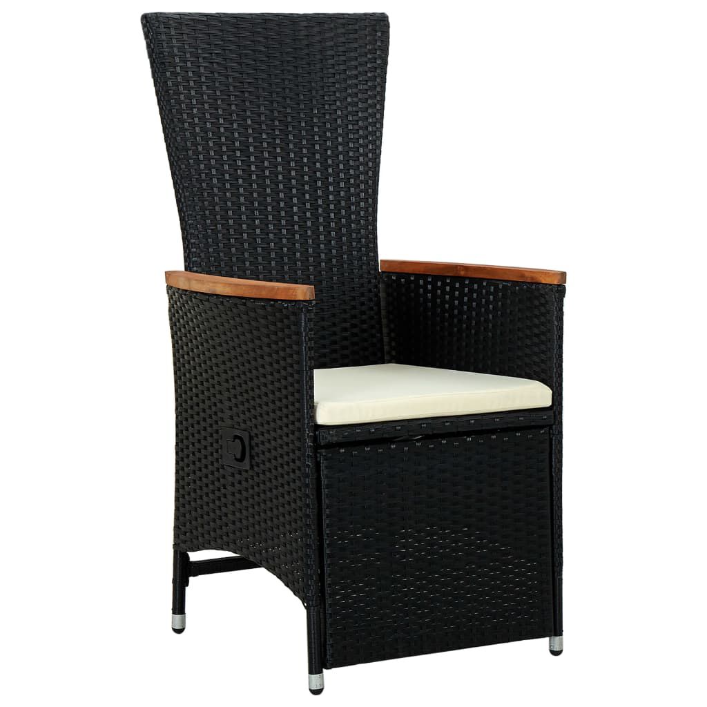 vidaXL 9 Piece Outdoor Dining Set with Cushions Poly Rattan Black