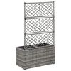vidaXL Trellis Raised Bed with 2 Pots 58x30x107 cm Poly Rattan Grey