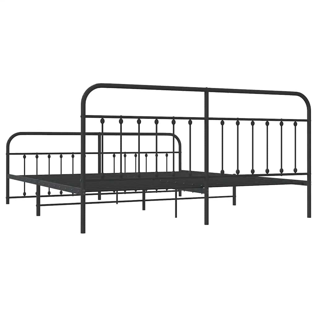 vidaXL Metal Bed Frame without Mattress with Footboard Black 193x203cm