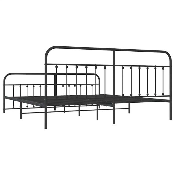 vidaXL Metal Bed Frame without Mattress with Footboard Black 193x203cm