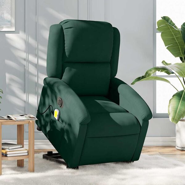 vidaXL Electric Stand up Massage Recliner Chair Dark Green Velvet