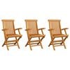 vidaXL Garden Chairs with Beige Cushions 3 pcs Solid Teak Wood