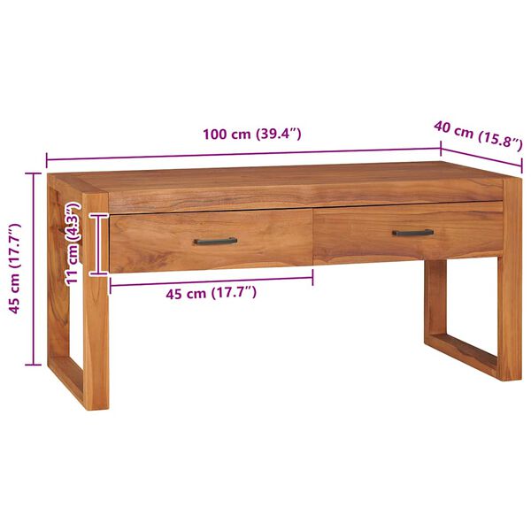 vidaXL TV Cabinet 100x40x45 cm Teak Wood