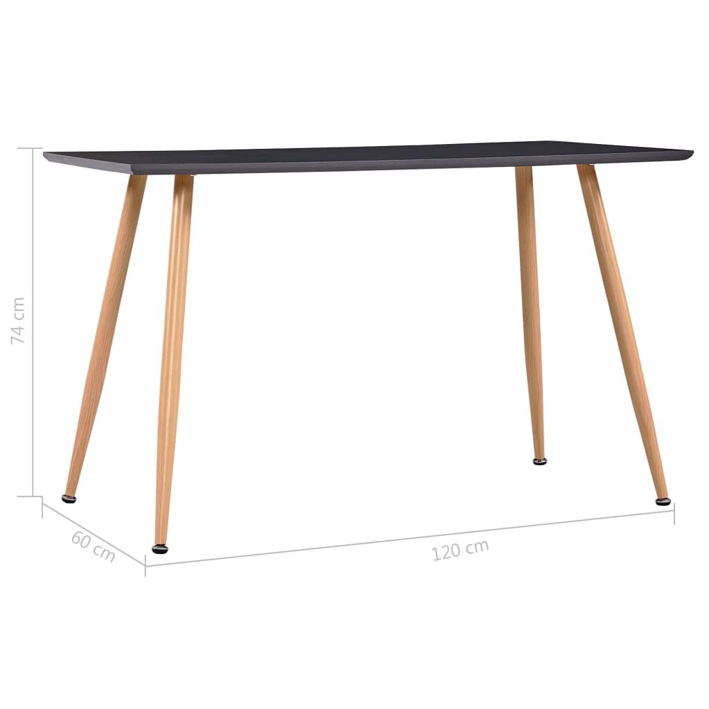 vidaXL Dining Table Grey and Oak 120x60x74 cm MDF