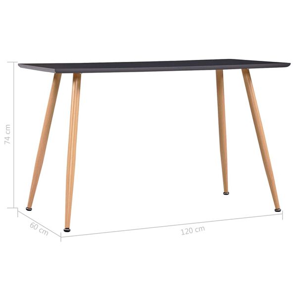 vidaXL Dining Table Grey and Oak 120x60x74 cm MDF