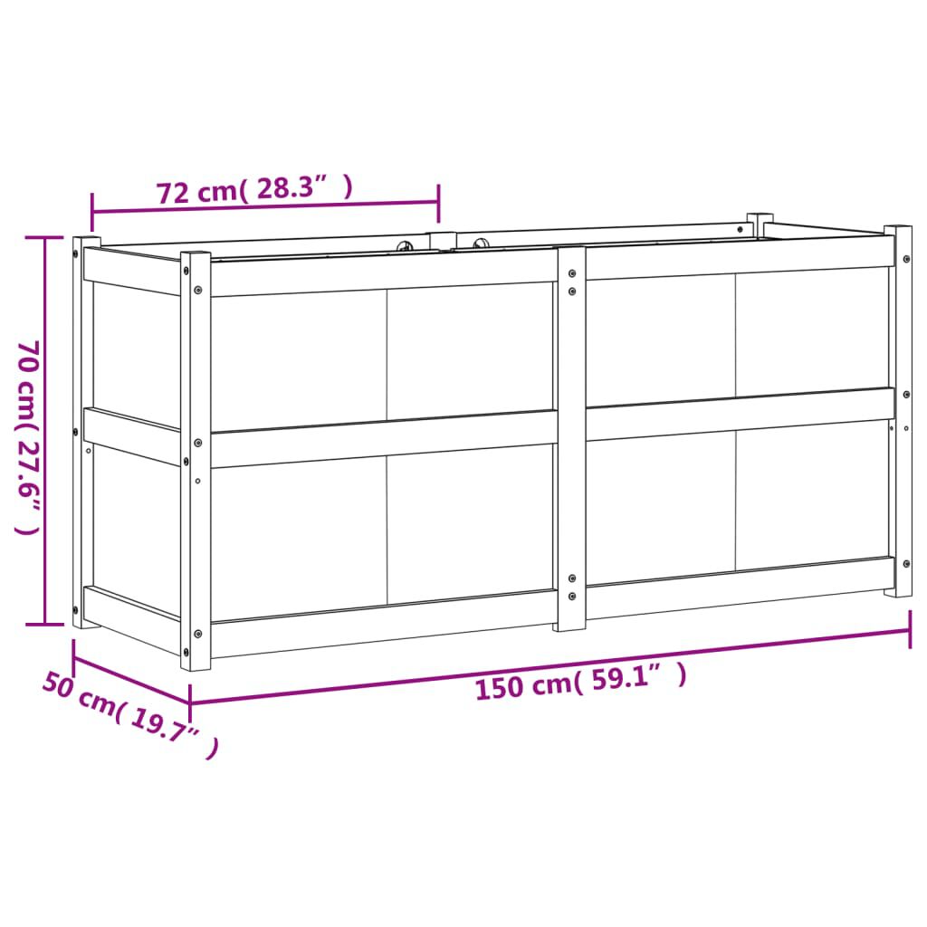 vidaXL Garden Planter Wax Brown 150x50x70 cm Solid Wood Pine