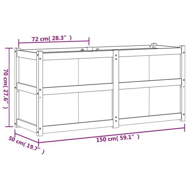 vidaXL Garden Planter Wax Brown 150x50x70 cm Solid Wood Pine