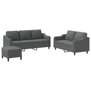 vidaXL 3 Piece Sofa Set with Cushions Dark Grey Fabric
