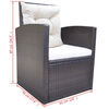 vidaXL 6 Piece Outdoor Dining Set with Cushions Poly Rattan Brown