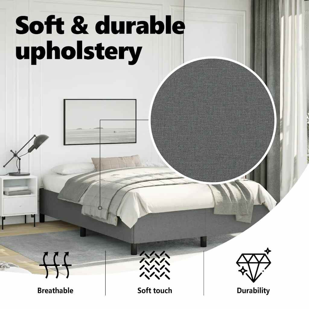 vidaXL Bed Frame without Mattress Dark Grey 137x187 cm Double Fabric