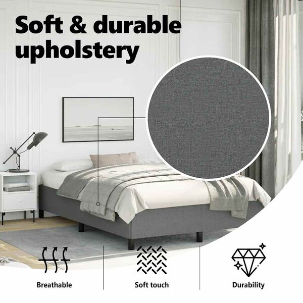 vidaXL Bed Frame without Mattress Dark Grey 137x187 cm Double Fabric
