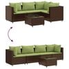 vidaXL 5 Piece Garden Lounge Set with Cushions Brown Poly Rattan