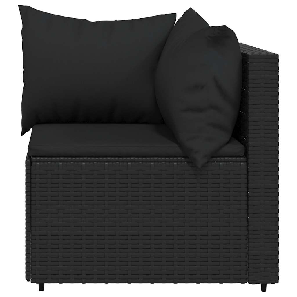 vidaXL Garden Corner Sofas with Cushions 2 pcs Black Poly Rattan