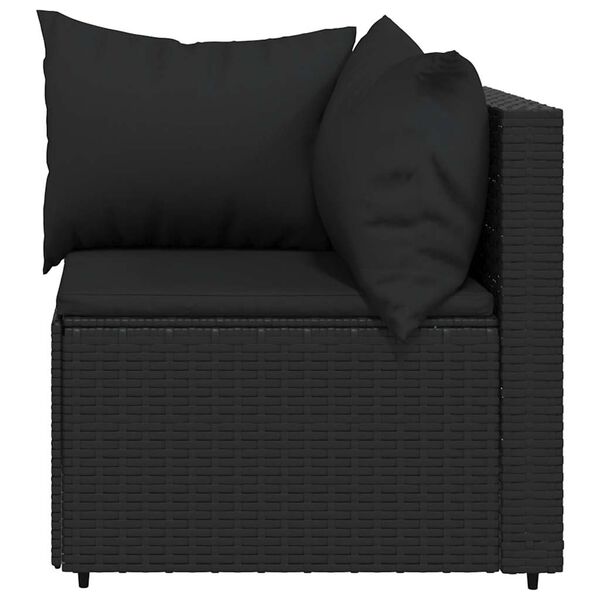 vidaXL Garden Corner Sofas with Cushions 2 pcs Black Poly Rattan