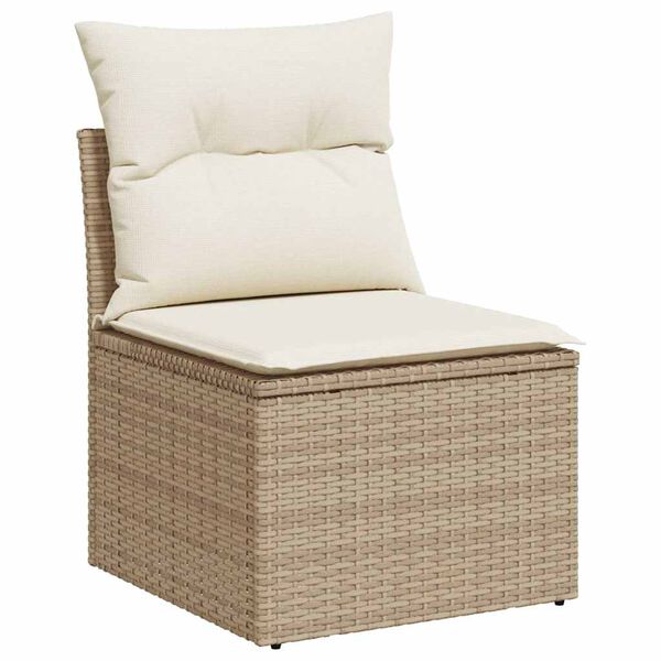vidaXL 6 Piece Garden Sofa Set with Cushions Beige Poly Rattan