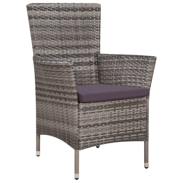 vidaXL 3 Piece Bistro Set Poly Rattan Grey
