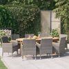 vidaXL 9 Piece Garden Dining Set with Cushions Grey