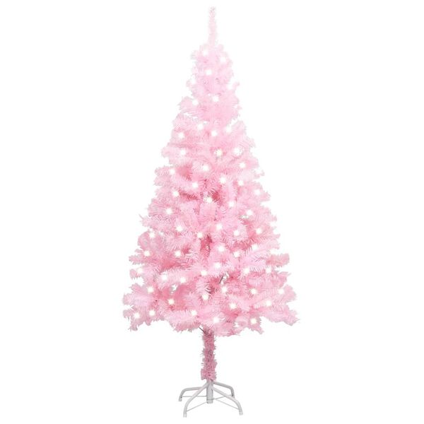 vidaXL Artificial Pre-lit Christmas Tree with Stand Pink 120 cm PVC