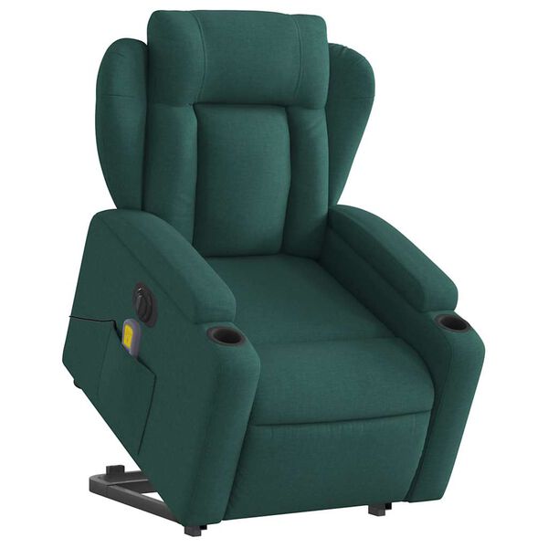 vidaXL Electric Stand up Massage Recliner Chair Dark Green Fabric